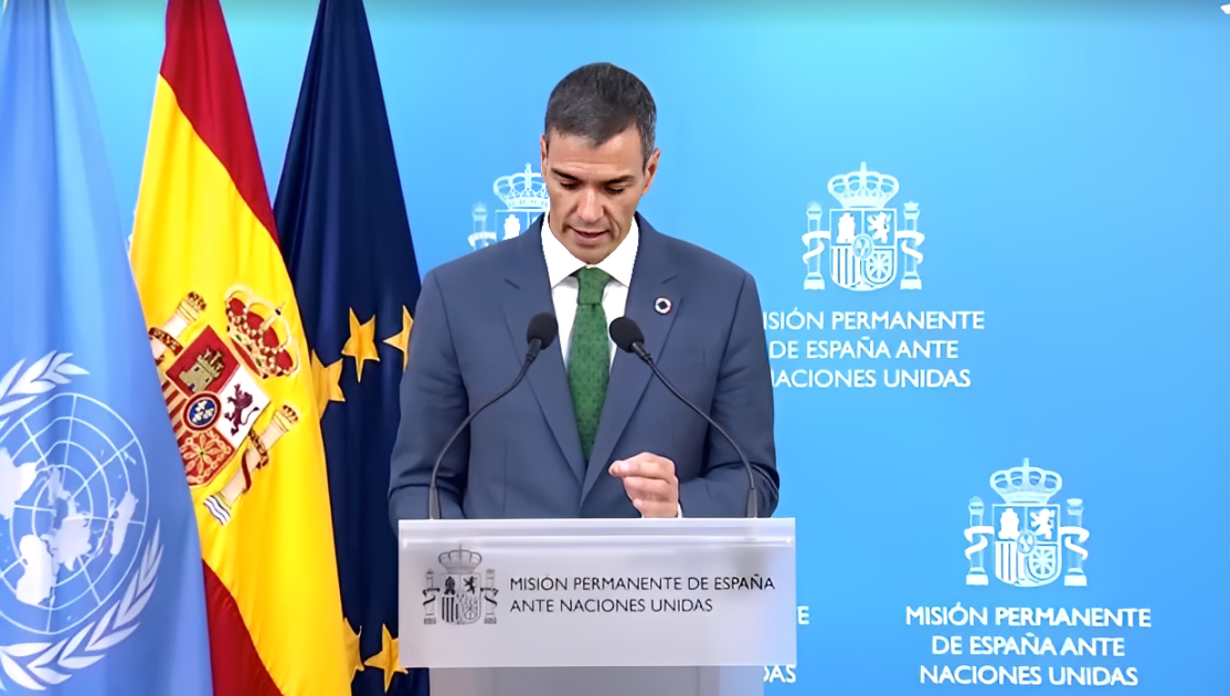 Spanish Prime Minister Pedro Sánchez arrives for a press conference in New York